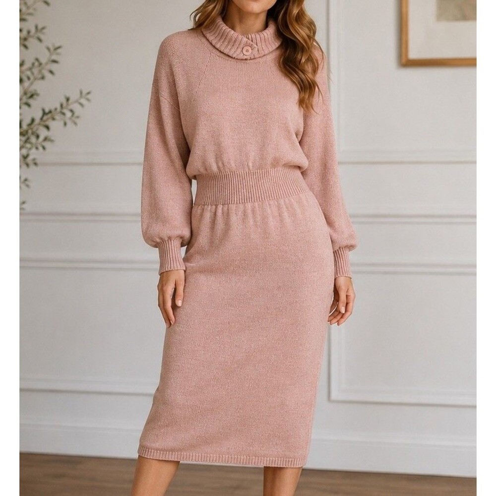 Plain Jane Sport by Sweet Baby Jane Pink Sweater Dress Midi Maxi Womens Small